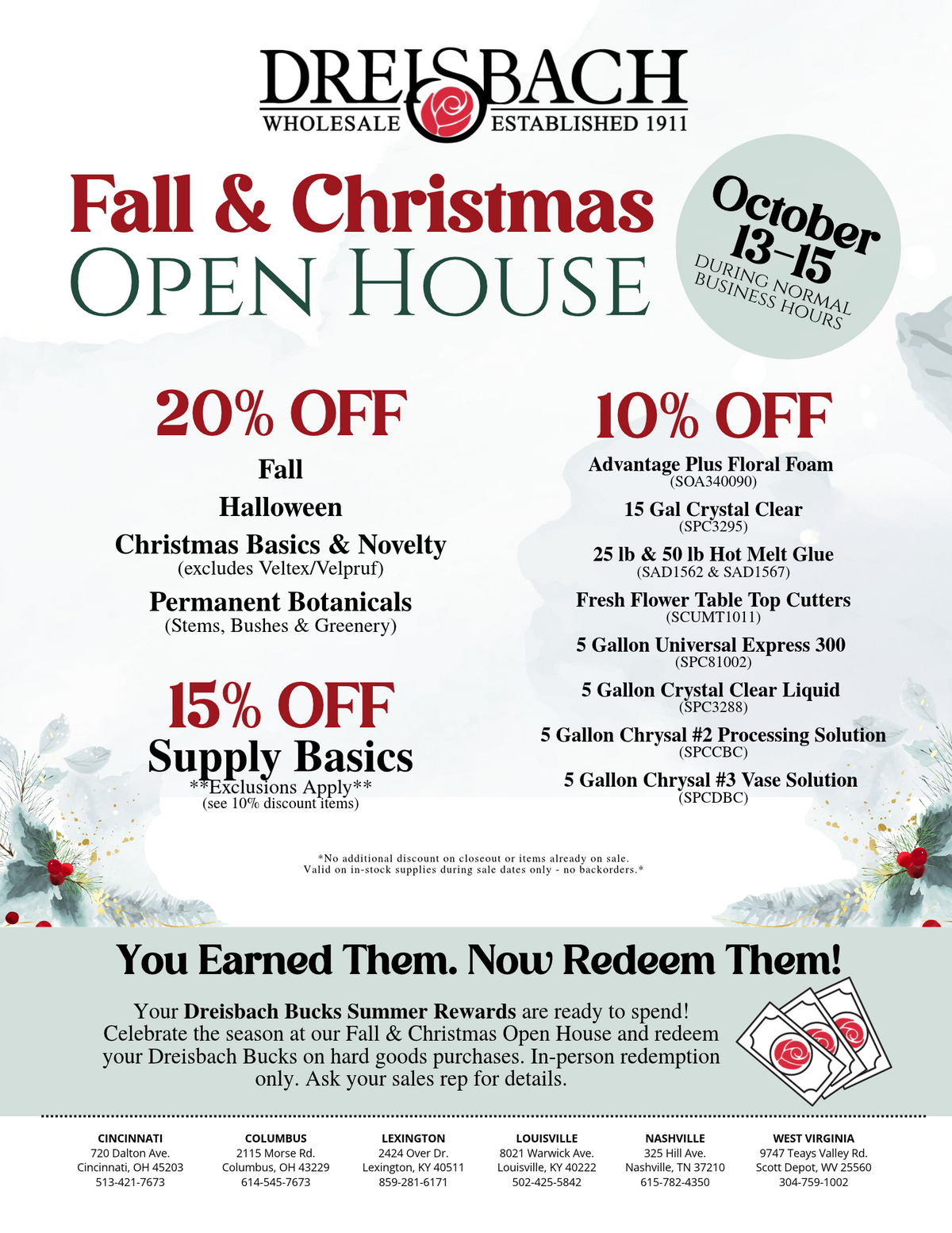 Fall & Christmas Open House Savings Event